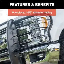 ARIES 4078 - Black Steel Grille Guard, No-Drill, Select Hummer H3, H3T