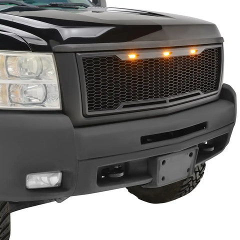Paramount Automotive 41-0177MB - 07-10 Chevy Silverado 2500/3500 Matte Black ABS LED IMpulse Mesh Packaged Grille