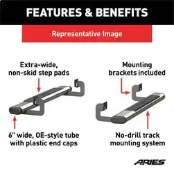 ARIES 4444017 - 6 x 53 Polished Stainless Oval Side Bars, Select Ford F-150