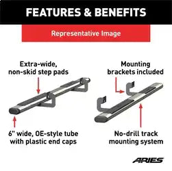 ARIES 4444045 - 6 x 91 Polished Stainless Oval Side Bars, Select Silverado, Sierra 2500, 3500