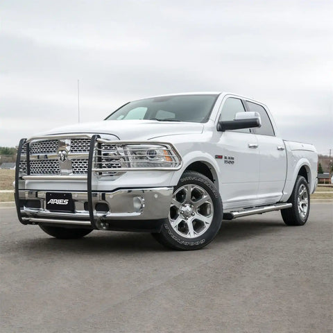 ARIES 4444047 - 6 x 91 Polished Stainless Oval Side Bars, Select Ram 1500 Crew Cab