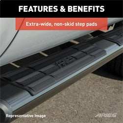 ARIES 4445007 - 6 x 75 Black Aluminum Oval Side Bars, Select Chevrolet Silverado, GMC Sierra