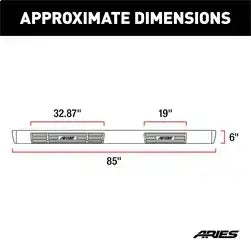 ARIES 4445019 - 6 x 85-Inch Oval Black Aluminum Nerf Bars, Select Ford F-150