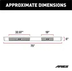ARIES 4445023 - 6 x 75 Black Aluminum Oval Side Bars, Select Ford F-150, F-250