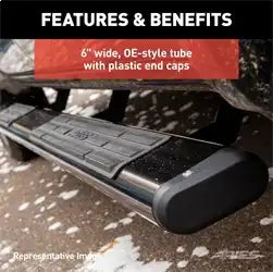 ARIES 4445041 - 6 x 85 Black Aluminum Oval Side Bars, Select Nissan Titan, XD, Armada