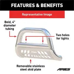 ARIES 45-2004 - Big Horn 4 Polished Stainless Bull Bar, Select Toyota Sequoia, Tundra
