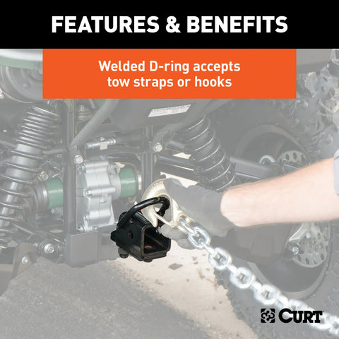 CURT 45006 Bolt-On 2-Inch ATV, UTV Trailer Hitch Receiver Adapter