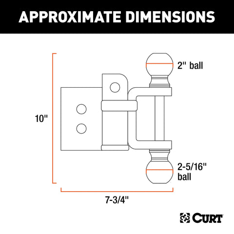 CURT 45008 - Replacement Head for Adjustable Trailer Hitch Ball Mount #45049