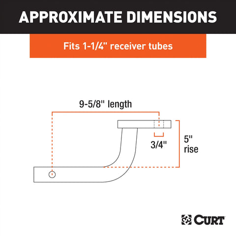 CURT 45014 Class 2 Ball Mount (1-1/4 Shank, 3,500 lbs., 5 Rise, 9-5/8 Long)