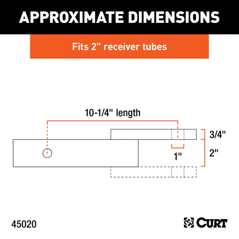 CURT 45020 Class 3 Ball Mount (2 Shank, 7,500 lbs., 2 Drop, 10-1/4 Long)