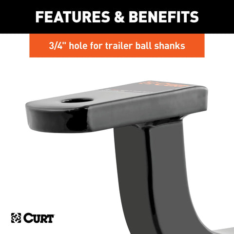 CURT 45021 Class 1 Ball Mount (1-1/4 Shank, 2,000 lbs., 3 Rise, 9-1/2 Long)