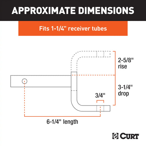 CURT 45027 Class 1 Ball Mount (1-1/4 Shank, 2,000 lbs., 3-1/4 Drop, 6-1/4 Long)