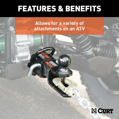 CURT 45029 ATV Towing Starter Kit with 2 Shank and 1-7/8 Trailer Ball