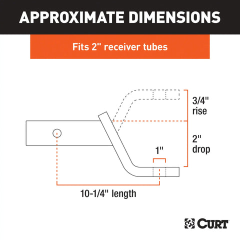 CURT 45040 Class 3 Ball Mount (2 Shank, 7,500 lbs., 2 Drop, 10-1/4 Long)