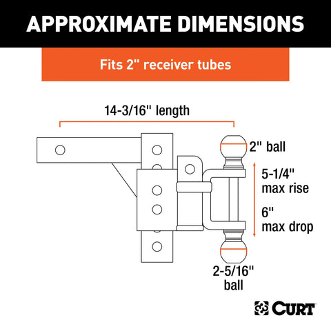 CURT 45049 Adjustable Multipurpose Ball Mount (2 Shank, 2 & 2-5/16 Balls)
