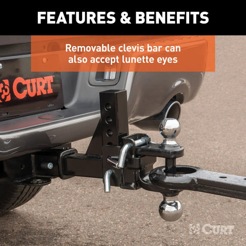 CURT 45049 Adjustable Multipurpose Ball Mount (2 Shank, 2 & 2-5/16 Balls)