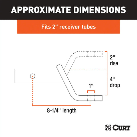 CURT 45050 Class 3 Ball Mount (2 Shank, 7,500 lbs., 4 Drop, 8-1/4 Long)