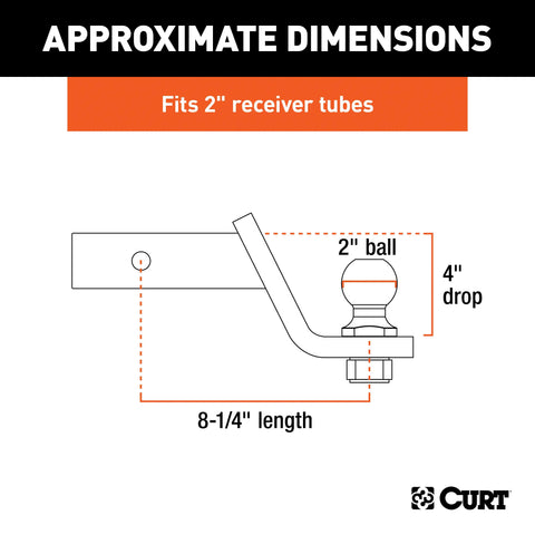 CURT 45056 Loaded Ball Mount with 2 (2 Shank, 7,500 lbs., 4 Drop)