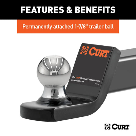 CURT 45131 Fusion Ball Mount with 1-7/8 (2 Shank, 5,000 lbs., 2 Drop)
