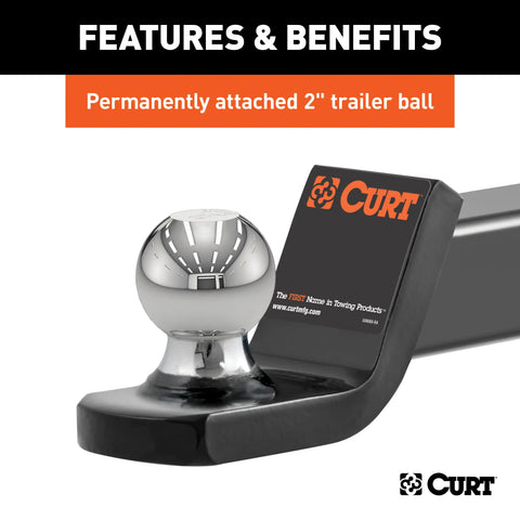 CURT 45134 Fusion Ball Mount with 2 (2 Shank, 7,500 lbs., Drop)