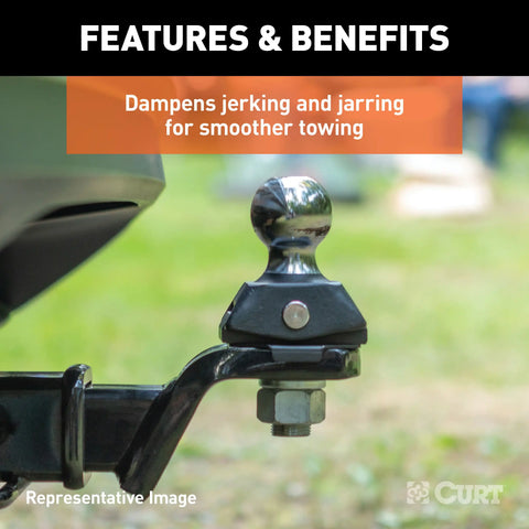 CURT 45144 RockerBall Cushion Hitch with 2 Ball (2 Shank, 7,500 lbs., 5 Drop)