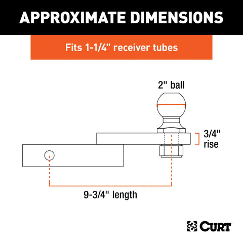 CURT 45147 Towing Starter Kit with 2 Ball (1-1/4 Shank, 3,500 lbs, 3/4 Rise)