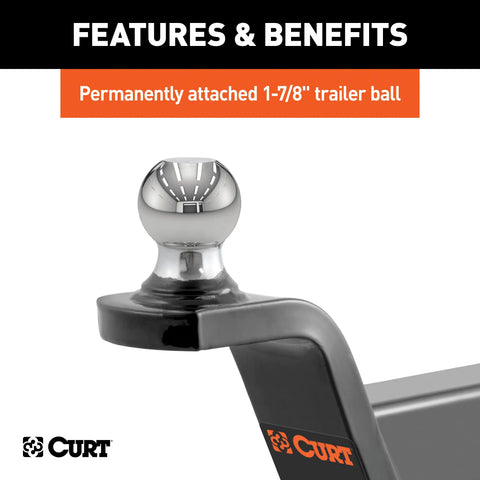 CURT 45152 Fusion Ball Mount with 1-7/8 (2 Shank, 5,000 lbs., 2 Rise)