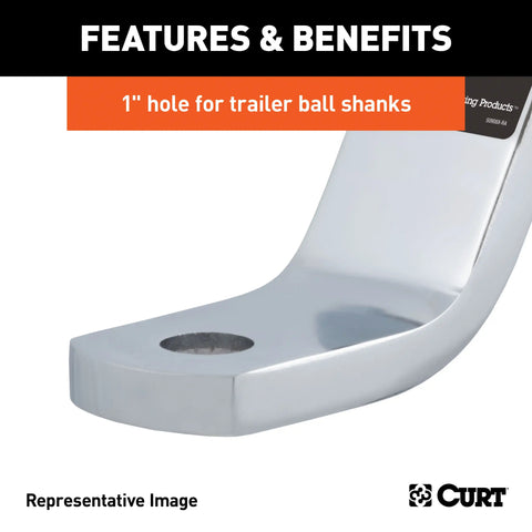 CURT 45290 Class 3 Ball Mount (2 Shank, 7,500 lbs., 2 Drop, 7-1/2 Long, Chrome)