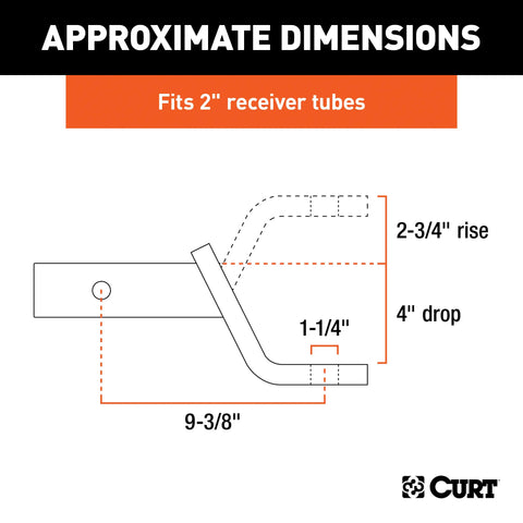 CURT 45311 - Class 4 Ball Mount (2in. Shank 10000 lbs. 4in. Drop 9-3/8in. Long)