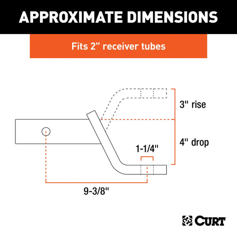 CURT 45313 Class 4 Ball Mount (2 Shank, 12,000 lbs., Drop, 9-3/8 Long)