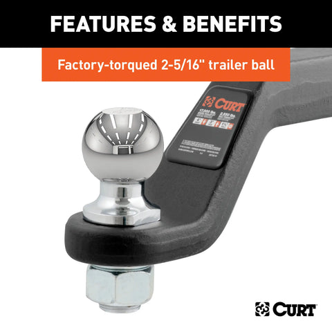 CURT 45332 Loaded Forged Ball Mount with 2-5/16 (2 Shank, 15,000 lbs., 4 Drop)