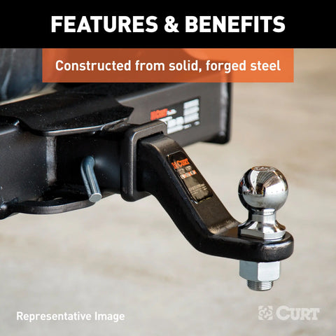 CURT 45341 Forged Ball Mount (2 Shank, 17,000 lbs., 4 Drop, 8-1/2 Long)