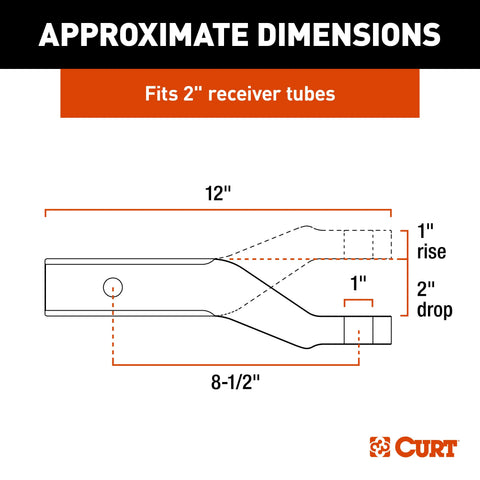 CURT 45360 Aluminum Ball Mount (2 Shank, 8,000 lbs, 2 Drop, 8-1/2 Long)