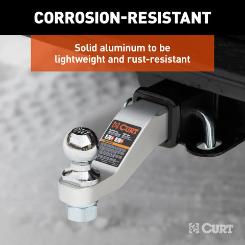 CURT 45360 Aluminum Ball Mount (2 Shank, 8,000 lbs, 2 Drop, 8-1/2 Long)
