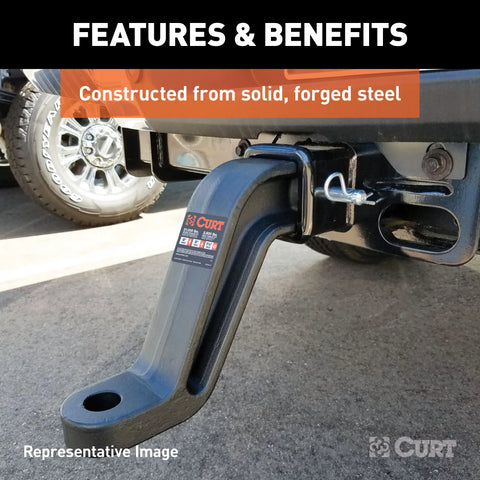 CURT 45430 Industrial Duty Forged Ball Mount (3 Shank, 21,000 lbs., 4 Drop, 9 Long)