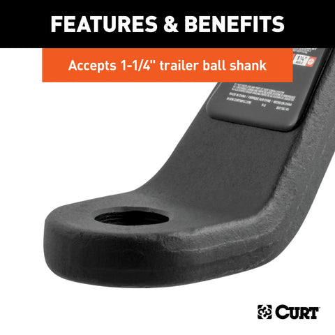 CURT 45430 Industrial Duty Forged Ball Mount (3 Shank, 21,000 lbs., 4 Drop, 9 Long)