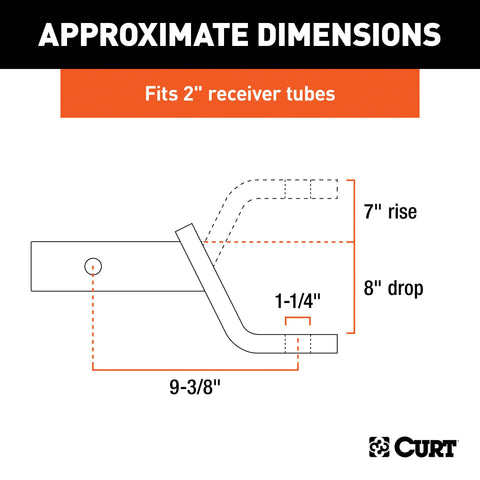CURT 45448 Class 4 Ball Mount (2 Shank, 12,000 lbs., 8 Drop, 9-3/8 Long)