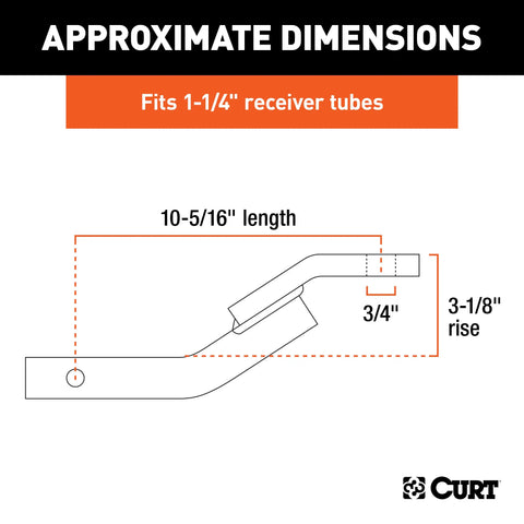 CURT 45510 Class 2 Ball Mount (1-1/4 Shank, 3,500 lbs., 3-1/8 Rise, 10-5/16 Long)