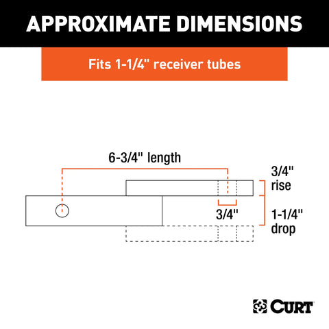 CURT 45518 Class 2 Ball Mount (1-1/4 Shank, 3,500 lbs., 1-1/4 Drop, 6-3/4 Long)