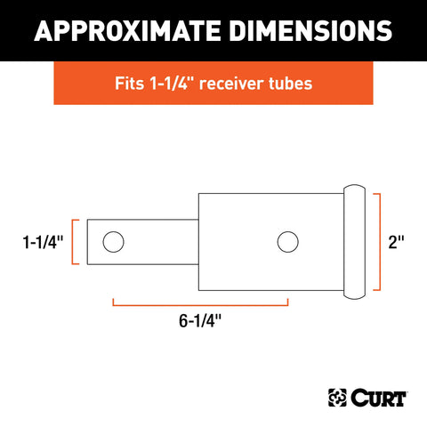 CURT 45785 Receiver Tube Adapter (1-1/4 to 2 Shank, Not for Towing Use, 6-1/4 Length)