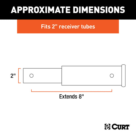 CURT 45791 8 Receiver Tube Extender (2 Solid Shank, 3,500 lbs.)
