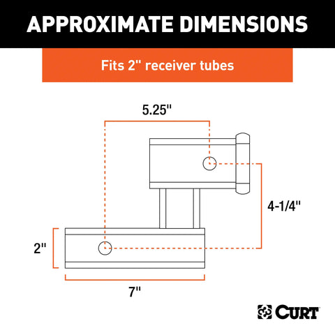 CURT 45794 Raised Receiver Adapter (2 Shank, Not for Towing Use, 4-1/4 Rise)