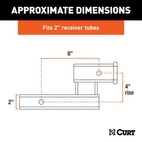 CURT 45798 - Trailer Hitch Adapter 2-Inch Receiver 4-In Drop or Rise 7500 lbs