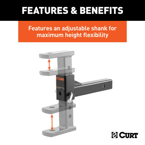 CURT 45812 Adjustable Ball Mount (2 Shank, 1 Hole)