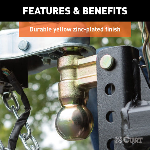 CURT 45903 Slim Adjustable Channel Mount with Dual Ball (2 Shank, 10K, 3-3/4 Drop)