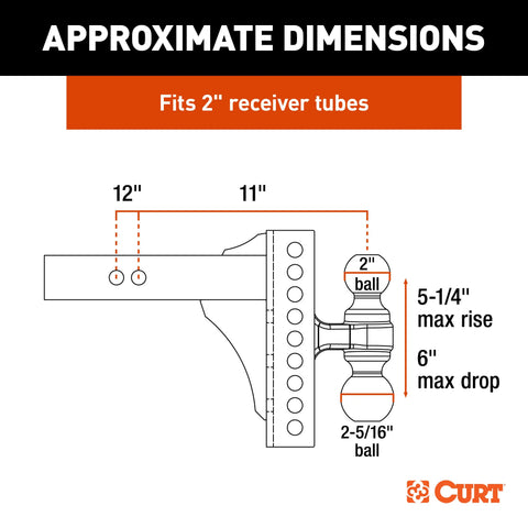 CURT 45904 - Adjustable Channel Ball Mount