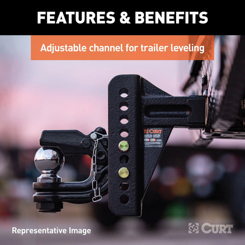 CURT 45907 Adjustable Channel Mount with 2-5/16 Ball & Pintle (2 Shank, 13,000 lbs.)