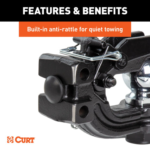 CURT 45907 Adjustable Channel Mount with 2-5/16 Ball & Pintle (2 Shank, 13,000 lbs.)