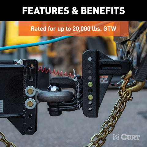 CURT 45908 Adjustable Channel Mount with 2-5/16 Ball & Pintle (2-1/2 Shank, 20,000 lbs.)