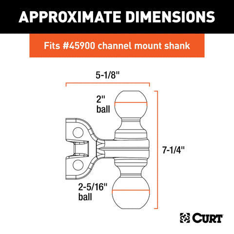 CURT 45912 Replacement Dual-Ball for Adjustable Channel Mount (Fits 45900, 45926)